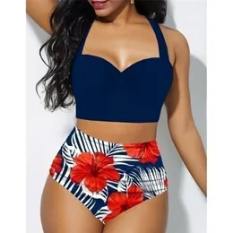 Sexy Plus Size Bikini Kobiety Wysokiej Talia Swimsuit Push Up Set Swimwear Kobiet Kostium Kąpielowy Beachwear 5XL 210625