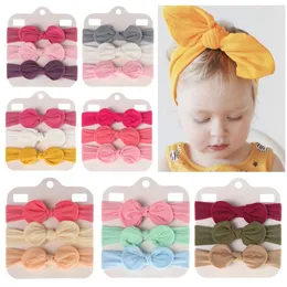 15855 Baby Girl Bowknot Pałąk Dzieci Akcesoria Do Włosów Bunny Ear Hair Band Prezent Urodzinowy 3szt / Ustaw miękkie nylonowe opaski