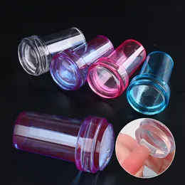 2,4 cm Mini Transparent Jelly Nail Art Stamper med mallar Skrapa Set Diy Polish Design Print Silicone Stamp Stamping Tools