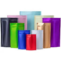 Colorful Zip Lock Package Bags Christmas gift packaging Aluminum Foil Mylar Tear Notch Matte Stand Up Bag