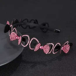 Temperament Hollow Bow Head Wear Luxury Headband for Women Rhinestone Non-slip Border Girl Hairpin Fancy Hair Accessories Gift