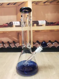 11.4 Inches Blue Hookah Glass Bong Dabber Rig Recycler Pipes Water Bongs Smoke Pipe Size 14mm Female Joint