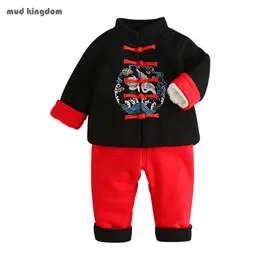 Mudkingdom baby boys outfits kinesisk stil höst vinter mode kläder set tjocka varma kläder 210615