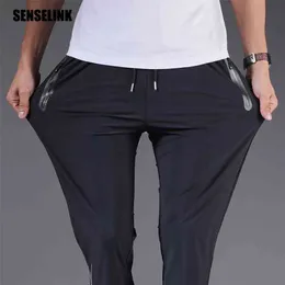 Men Pants Joggers Fitness Running Ice Silk Quick Dry Outdoor Sweatpants Slim Elasticity Trouser Breathable Plus Size Men Pants 210714