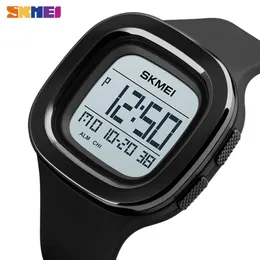 SKMEI Square Digital Watches For Mens Chrono Stopwatch Men Wristwatch 2 Time 12/24 Hour Clock PU Band Digital Sport Watch 1580 X0524