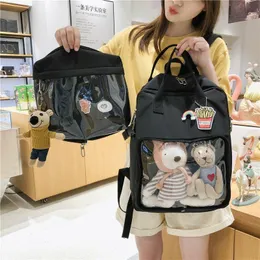 Backpack da escola transparente coreana feminino designer de bolsas de diy