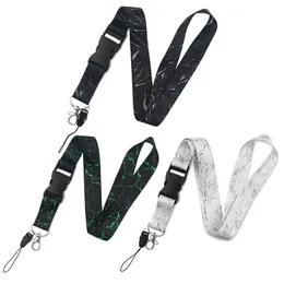 10st marmortryck Nackband Keychain Lanyard för nycklar Kvinnor ID Badgehållare Keycord Hängande rep Mobiltelefon Tillbehör