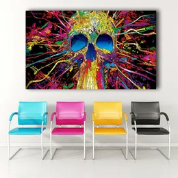 Modern Canvas Art Färgrik Skull Head Wall Art Posters och skriver ut Bilder för vardagsrum Cuadros Dekoration Unram