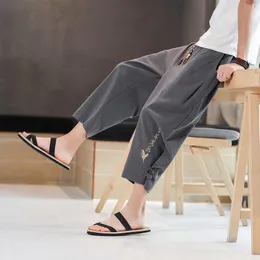 Men's Pants Summer Chinese Style Casual Linen Capris Thin Loose Beach Harem Trend Cotton Shorts