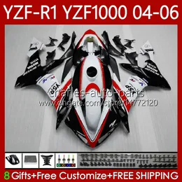 Motorfiets Carrosserie voor Yamaha YZF-R1 YZF R 1 1000 cc 2004-2006 Bodys 89NO.22 YZF1000 YZF R1 1000CC YZFR1 04 05 06 YZF-1000 2004 2005 2006 OEM Fairing Kit Red White BLK