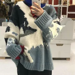 Kvinnors Tröjor Höst och Vinter Lös yttre slitage Idle Style Pullover Midlängd