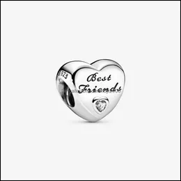 Charms smyckesfynd komponenter 100% 925 Sterling Sier Polished Good Friends Heart Fit Original European Charm Armband Fashion Women w
