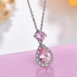 Pendant Necklaces 11.11 Water Drop Cubic Zirconia Wedding Jewelery Necklace Inlay Luxury Crystal Bijoux Gift For Women Party