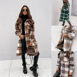 A lã feminina combina com o casaco estampado de mangas compridas de mangas compridas de mangas compridas, no estilo de rua de mangas compridas de Kalenmos
