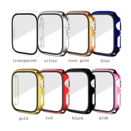 Screen Protector Case For Apple Watch Band 49mm 45mm 44mm 41mm 40mm 42mm 38mm HD Tempered Glass Plating Case Cover Iwatch Series SE/6/5/4/3