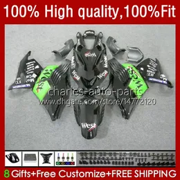 Corpo iniezione per KAWASAKI NINJA ZZR 1400 CC ZX 14R 14 R ZZR1400 12 13 14 15 16 17 5No.89 ZZR-1400 ZX-14R 12-17 ZX14R 2012 2013 2014 2015 2016 2017 Carenatura OEM verde nero