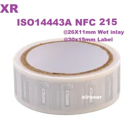 RFID 215 nfc stickers paper roll 215 nfc label chip rewritable tag 26x11mm Inlay Size 30x15mm Label NFC ISO14443a For Payment System