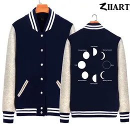 Damenjacken Mondphasen Universum Erde Frau Baseballjacke Mädchen Mantel Fleece Herbst Winter Paar Kleidung ZIIART