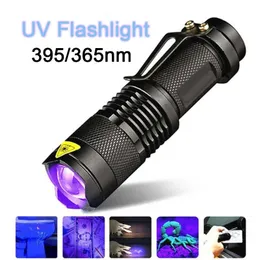 Latarki Latarki LED UV Latarka ultrafioletowa Z funkcją Zoom Mini Black Light Pet Mocz Wykrywacz Plam Skorpion Lampa myśliwska