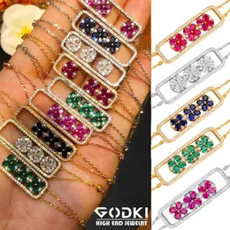 Godki Ny lyxblomma Kubansklänk Armband Bangles Cubic Zirconia CZ Bohemian Manschettband Armband för kvinnor Femme Fashion Smycken Q0720