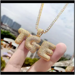 & Pendants Drop Delivery 2021 A-Z Custom Name Bubble Letters Necklaces Mens Fashion Hip Hop Jewelry Iced Out Gold Sier Initial Letter Pendant