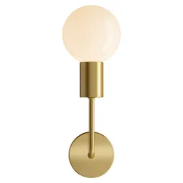Nordic Led Wall Lamp Golden Copper Glass Ball Sconce Light for Bedroom Bedside Stair Loft Luminaire Home Decoration Fixtures R397