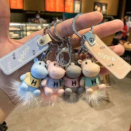 Moda Cartoon Hippo Brelok Cute Trójwymiarowy Paski Brelok Zabawa Torba Telefon Samochód Wisiorek Key Ring H1196