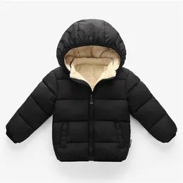 Baby Boys Girls Winter Coat 1-4yyrs Kids Padding Velvet Ciepłe Kurtki Usunięto Bawełna Kapturem Wyściełane Odzieży Odzieży Dzieci Odzież 211203