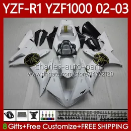 Motorcykelkroppar för Yamaha YZF R 1 1000 CC YZF-R1 YZF-1000 00-03 Bodywork 90NO.14 1000cc YZF R1 YZFR1 02 03 00 01 YZF1000 2002 2003 2000 2001 OEM Fairing Kit Glänsande vit