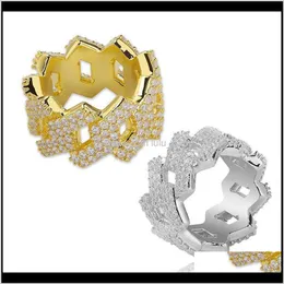 Jewelry Drop entrega 2021 homens trendy diamante anéis de ouro cor de lasca de ouro de melhor qualidade gelo de gelo cz hip hop punk cuban link cadeia df
