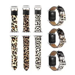 Leopard Print Leather Strap For Apple Watch Series 6 5 4 SE Bands Sports Bracelet Replacement Wristband Iwatch 38mm 42mm 22mm 40mm 44mm Watchband Dropshipping