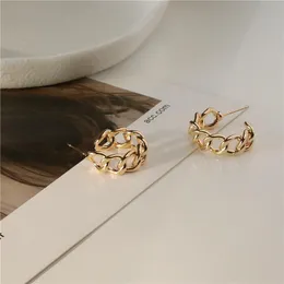 Hoop & Huggie LOVOACC Personality Gold Color Metal Hollow Chain Earrings For Women Round Statement Stylish Party Jewelry Gifts