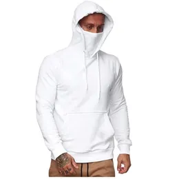 Men's Hoodies & Sweatshirts Men Clothing 2021 Four Seasons Trend Hooded Mask Top Solid Color Sweatshirt Fleece Hoodie