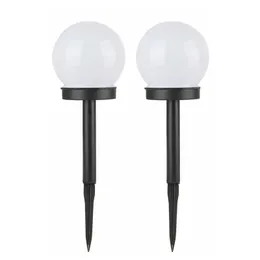 2PCS Solar Powered LED Ground Light Ball Lawn Lamp Waterproof Outdoor Garden Yard Path Decor - Warm White