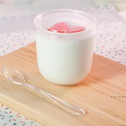 Nowy 200 ml Organizacja Plastikowa Deserowa Kubek Jogurt Puchar Z Dysponującym Pudding Kubek Piekarnia Takeaway Mousse Pakiet Miska EWF5256