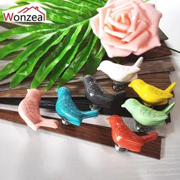 Handles & Pulls 1PCS Cute Birds Ceramic Knobs 3D Cartoon Dresser Drawer Kids Cabinet Cupboard Furniture Hardware