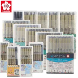 Sakura skiss gel penna set vattentät krok linje svart rit stroke akvarell komisk konst stroke gel borste 210330