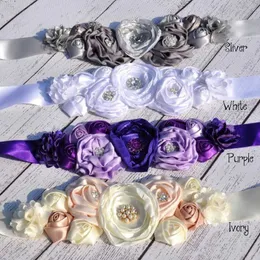 Dzieci Dziewczyny Kwiat Cummerbunds na ślub Kids Sashes Fashion Women Floral Handmade Pas Regulowane Odzież Akcesoria 210529