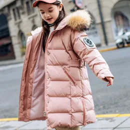 -30 graus meninas snowsuit engrossar menino casaco de inverno casaco de pele real colarinho parkas kids snow wear warm infantil roupas 5-12Y H0909