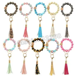 Beads handmade de silicone de silicone chaveiros Bangle Chaveiros Chaveiros Silicone Tassel pulseira de pulseira Keyrings 10 estilos