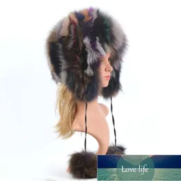耳のある女性のための冬の毛皮帽子本物の毛​​皮帽子ロシアの女性爆撃機ボンネットトラッパーキャップカモ帽子ホールセール工場価格エキスパートデザイン品質最新スタイル
