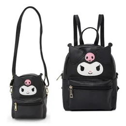 Cartoon Backpack Black Small Cute PU Leather Shoulder Messenger Bag Back Pack Crossbody s for Women Girls Boys Sling Kids 211215