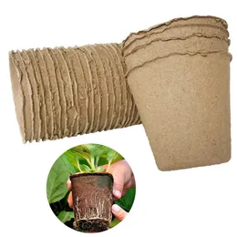 8*8cm Garden Plant Nursery Pulp Pots Biodegradable Seedling Raising Cups Biodegradable Flower Tray Raising Cups DH9557