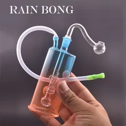 Wholesale Mini Glass Oil Burner Bong Water Pipes with Thick Hookah Pyrex Recycler Hand Dab Bongs for Smoking Small Rig Pipe with straw hose