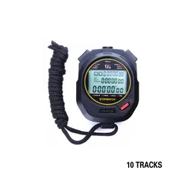 Timers Sports Digital Professional Stopwatch Timer Handheld ABS LCD Chronograph Waterproof Stop Watch With String