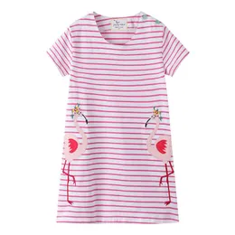 Hoppmätare prinsessa flamingo klänningar baby bomull kläder sommar party klänningar kostym mode tjejer 2-7t barn frock 210529
