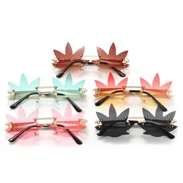 Fashion Women & Men Funny Sunglasses Rimless Sun Glasses Personality Maple Shape Eyeglasses Masquerade Party Halloween Spectacles A++