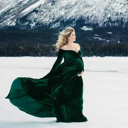 Graviditetsklänningar för fotografering av sammet klänning baby shower klänning för kvinnor gravid kvinna nacke moderskapsklänning fotografi