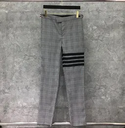 Men's Pants Fashion Brand Suit Gray Plaid Business Striped Spring and Autumn Formal Trousers