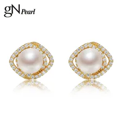 Stud Gn Pearl Genuen 6-7mm White Freshwater Earrings Gnpearl Fine Jewelry for Women Gift